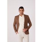 Kahve Erkek Slim Fit Mono Yaka Ceket