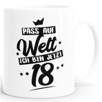 Kahve Fincanı Pass auf Welt ich bin jetzt 18 Fun-Shirt Hediye Tişört 18. Doğum Günü Tam Yıl dönümü MoonWorks® beyaz unisize