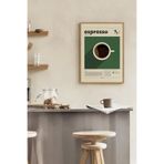 Kahve Köşesi Tablosu Ahşap Çerçeveli Retro Espresso - 50x70 cm Yeni Ev Hediyesi Modern Mutfak Dekoru