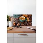 Kahve Lokum Çikolata Cam Kesme Tahtası , Silikon Ayaklı, Kırılmaya Dayanıklı, Sunum Kesim Tablası - 23 x 35 cm