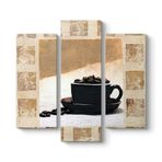 Kahve Malerei Tablosu 96 x 90-3 Parçalı