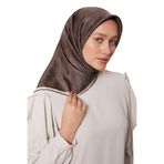 Kahve Mini Yonca Desen Twill İpek Eşarp
