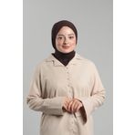 Kahve Pratik Hazır Geçmeli Tesettür Eşarp Sandy Arkadan Çıtçıtlı Piliseli Hijab 2406_14