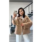 Kahve Premium Büyük Cepli Peluş Kürk
