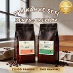 Kahve Seti 2'li - Brazil & Kenya Çekirdek-Filtre Kahve 500g %100 Arabica Öğütme Seçenekli - Çekirdek Kahve