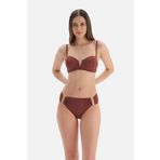 Kahve Straplez V Tel Bikini Üst