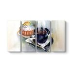 Kahve ve Pasta Tablosu 129 x 70-4 Parçalı