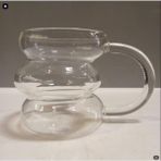 Kahve Yanı 6’lı Kulplu Cam Bardak – Asimetrik Şerit Tasarım, Mini Boy - 90 ml