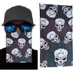 Kahve Yeşil Renk Üzeri Likralı Çoklu Kafatası Baskılı Baf Buff Bandana 25X48 Cm