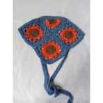 Kahvemavii Ayçiçek Motifli Bandana - White-Dark Denim - Tek Beden