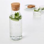 Kahverengi 1000ML Mantar Kapaklı Su Şişesi, Sürahi ve Karaf Seti - Ahşap - Ceviz