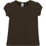 Kahverengi Basic Kız Bebek Çıtçıtlı Sıfır Yaka Karpuz Kol Tişört - 6 - 9 Ay
