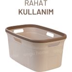 Kahverengi Çamaşır Sepeti, Pratik ve Şık Çamaşır Organizeri - Seçenek 1 - Ahşap - Ceviz