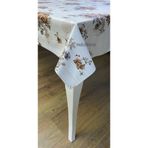 Kahverengi çiçekli silinebilir astarlı kaymaz Pvc Muşamba kare dikdörtgen masa örtüsü Kahverengi 140 x 200