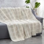 Kahverengi Çizgili Vagonik Çekyat Koltuk Örtüsü Pamuk Kumaş 170 x 210 cm