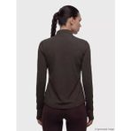 Kahverengi Dik Yaka Parmak Geçmeli Kadın Fermuarlı Sweatshirt
