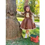 Kahverengi Eteği Nakışlı Kız Bebek Elbisesi, Doğum günü elbisesi, fotoğraf çekim elbisesi,0-12 Yaşa Uygun