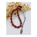 KAHVERENGİ HARELİ BİLEK BOY ALPAKA PÜSKÜL KEHRİBAR TESPİH