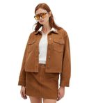 Kahverengi Kadife Gömlek Loose Fit/Bol Rahat Kesim 1211405-91393