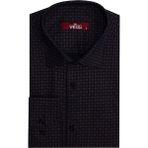 Kahverengi Kaz Ayağı Desenli Slim Fit Gömlek - XL