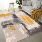 Kahverengi Kilim 200x300 cm Modern Soyut Tasarım Yıkanabilir Kısa Tüylü Halı Turuncu Sarı Bej Haki Çikolata Kahverengi Oturma Odası ve Yatak Odası için Estetik Dekor