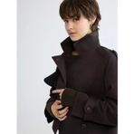 Kahverengi Kruvaze Yaka Crop Kadın Trençkot