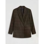 Kahverengi Kruvaze Yaka Ekose Kadın Blazer Ceket