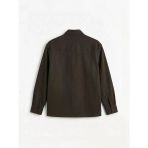 Kahverengi Loose Fit Erkek Gabardin Gömlek Ceket