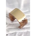 Kahverengi Mermer Desen Akrilik Platik Gold Dikdörtgen Plaka Model Vintage Kadın Bilezik - EBJ250201W30899 BB6686