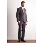 Kahverengi Mono Yaka Kendinden Desenli Esnek Bel 4 Drop Comfort Fit Takım Elbise 1001255169