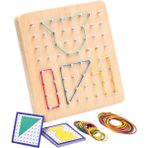 Kahverengi Montessori Çivi ve 24 Desen Kartı ile 40 Lastik Bant - Renkli