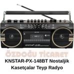 Kahverengi Nostaljik Teyp Kasetçalar KNSTAR-PX-148BT, Retro ve Şık Tasarım - Ahşap - Ceviz