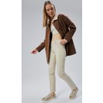 Kahverengi Oversize Casual Midi Trençkot