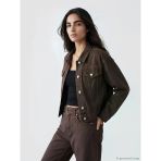 Kahverengi Oversize Kadın Jean Ceket