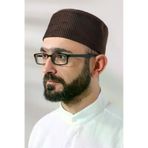 Kahverengi Petek Kareli Kadife Kalip Namaz Takkesi