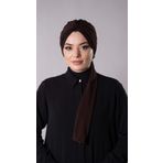 Kahverengi Pratik Hazır Geçmeli Tesettür Bone Sandy Kumaş Atkılı 2204_14