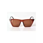 Kahverengi Şeffaf Çerçeveli Unisex Güneş Gözlüğü - Moda Gözlük - #