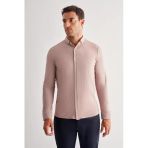 Kahverengi Smart Düğmeli Yaka Uzun Kol Cepsiz Slim Fit Casual Gömlek 1004255165