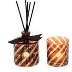 Kahverengi Spiral Kesme Cam Dark Amber Oda Kokusu ve Mumluk Seti - 1