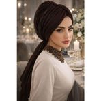 Kahverengi Tokalı Abiye Bone Şal / Hazır Duvak