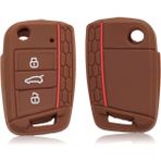 Kahverengi Vw Golf 7 Mk7 3 Düğmeli Katlanabilir Uzaktan Kumanda Anahtar Kılıfı Için Silikon Kapak (Yurt Dışından) - araba anahtarı kapağı