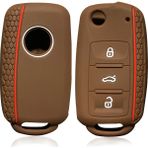 Kahverengi Vw Golf Bora Jetta Polo Mk4 Mk6 Bora Passat B5 B6 Superb Tiguan Beetle Anahtar Kılıfı Silicone Araba Anahtar Kapak Case - Anahtar Tutucu (Yurt Dışından) - 1