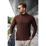 Kahverengi Yarım Balıkçı Erkek Triko Kazak E7423 - 2XL