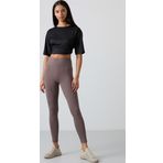 Kahverengi Yüksek Bel Toparlayıcı Slim Fit Dar Paça Kadın Tayt - 94011