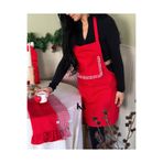 KaiAtelier Lovely Keten Kumaş Su Geçirmez Cepli Mutfak Önlüğü / Aşçı Önlüğü