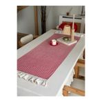 KaiAtelier Mia Kareli Fırfırlı Ham Keten Runner 40x120cm