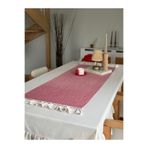 KaiAtelier Mia Kareli Fırfırlı Ham Keten Runner 50x150cm