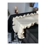 KaiAtelier Natural Keten Heryeri Fırfırlı Dikdörtgen Runner 40x120cm