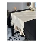 KaiAtelier Natural Keten İki Yanı Fırfırlı Dikdörtgen Runner 40x120cm