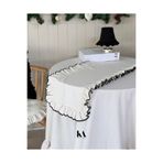 KaiAtelier Natural Nakışlı Keten Fırfırlı Dikdörtgen Runner 40x120cm